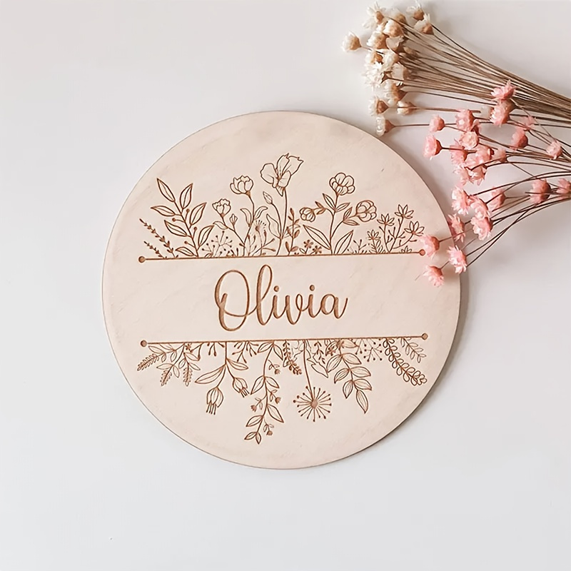 Home Decor For Birthday - Kişiye Özel Çiçek Desenli İsim Plaketi,