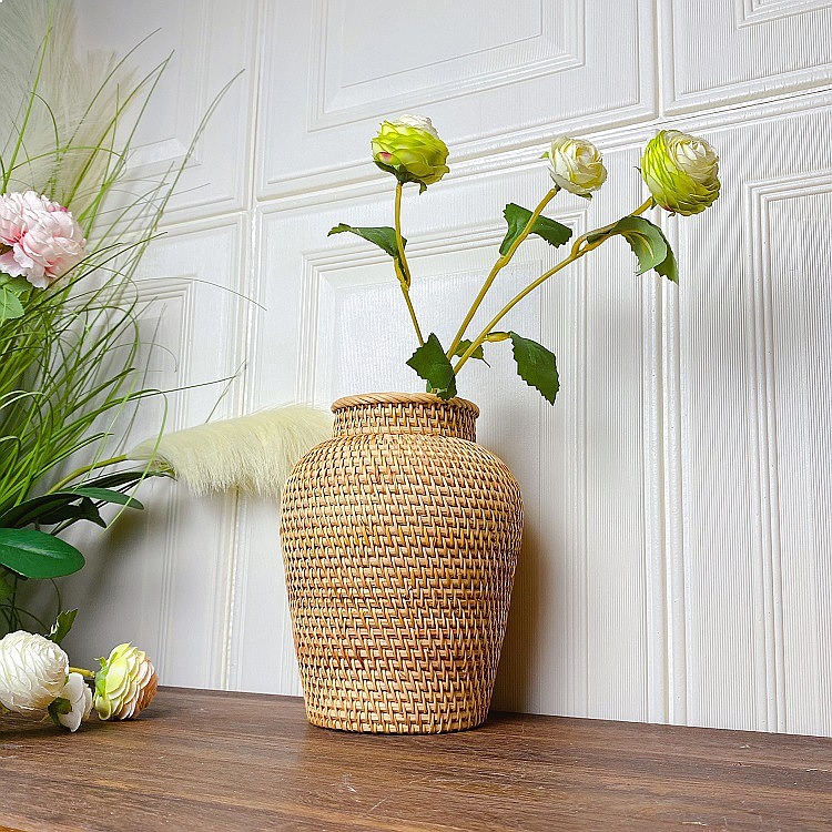 Home Decor Vietnam - Vietnam Rattan Örgülü Vazo Minimalist İskandinav