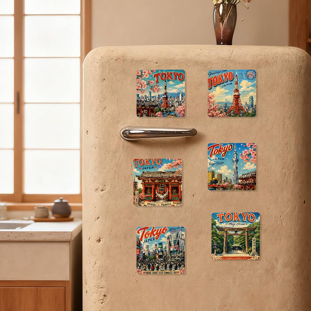 Home Decor Tokyo - Vintage Kartpostal Tokyo Buzdolabı Mıknatısı Yaratıcı