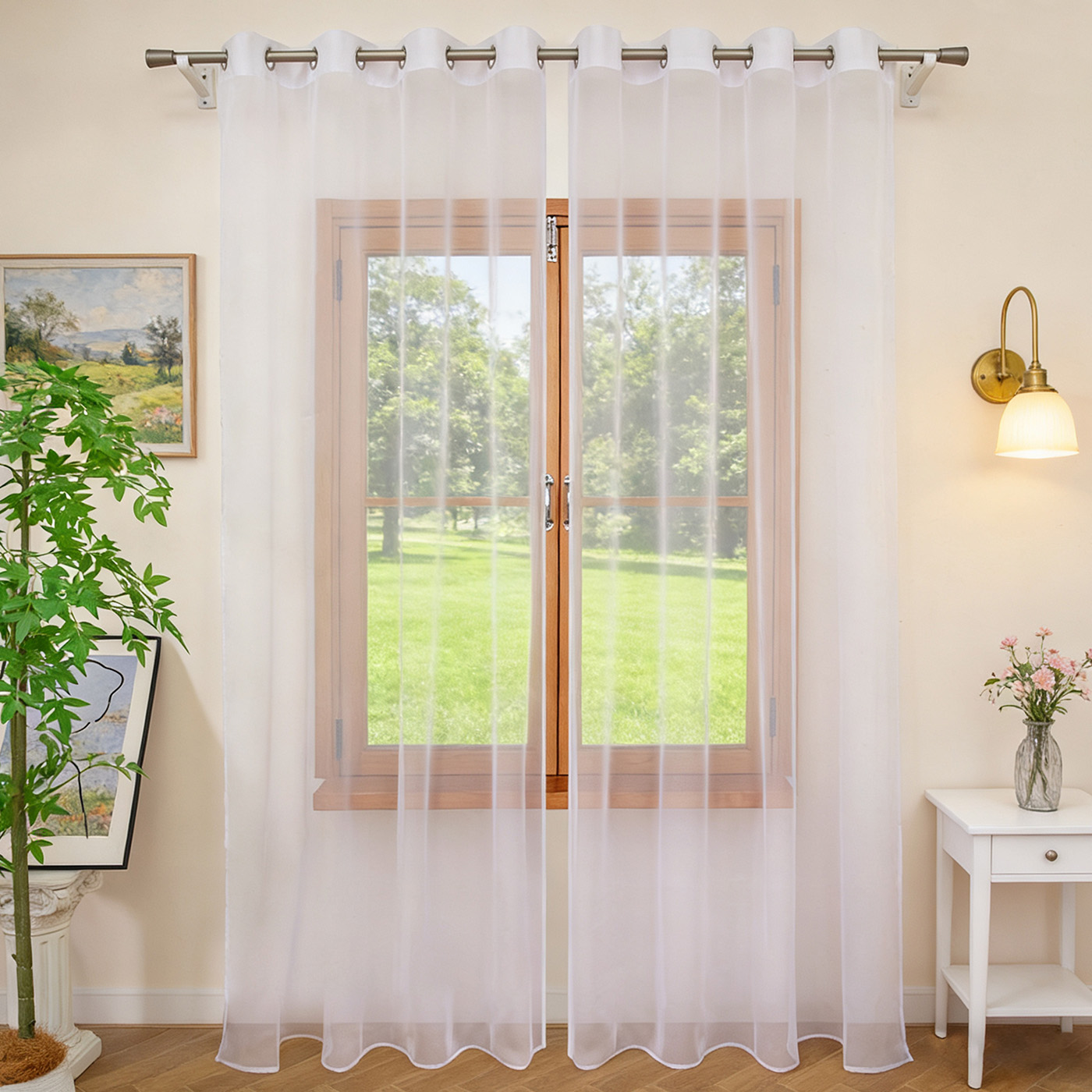 Home Decor Pt - 1 adet beyaz şeffaf perde, grommet