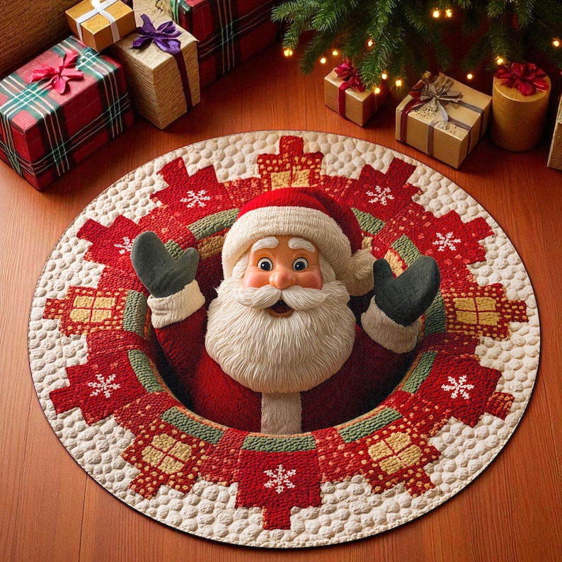 Home Xmas Decor Ideas - Noel Noel Baba Yuvarlak Paspas, Hoş