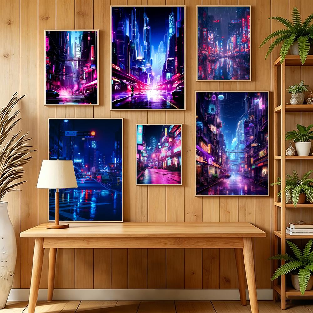 Home Decor Tokyo - Tokyo Neon Fütüristik Şehir Sokak Posteri