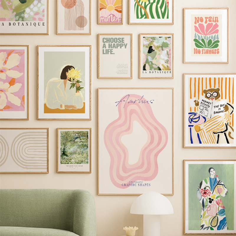 Home Decor Pt - Ayı Soyut Çizgiler Gökkuşağı Boho Sanat