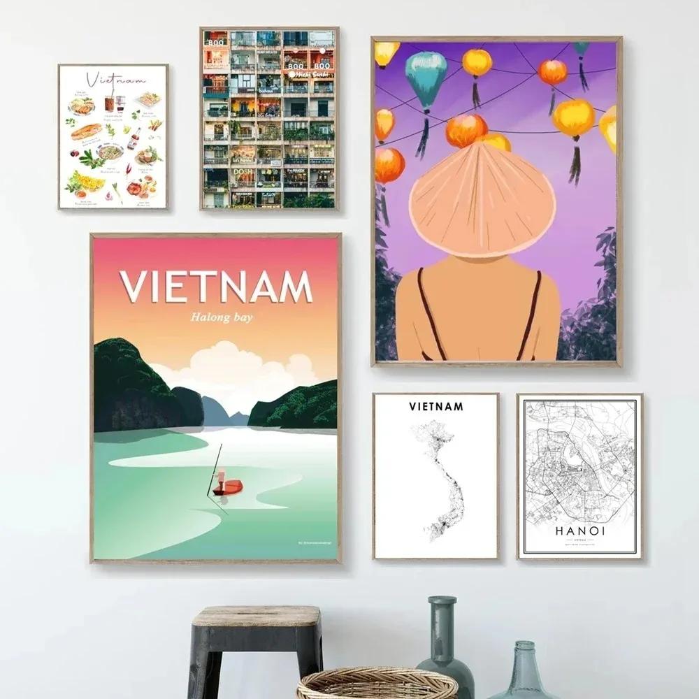 Home Decor Vietnam - Vintage Halong Bay Vietnam Tuval Seyahat