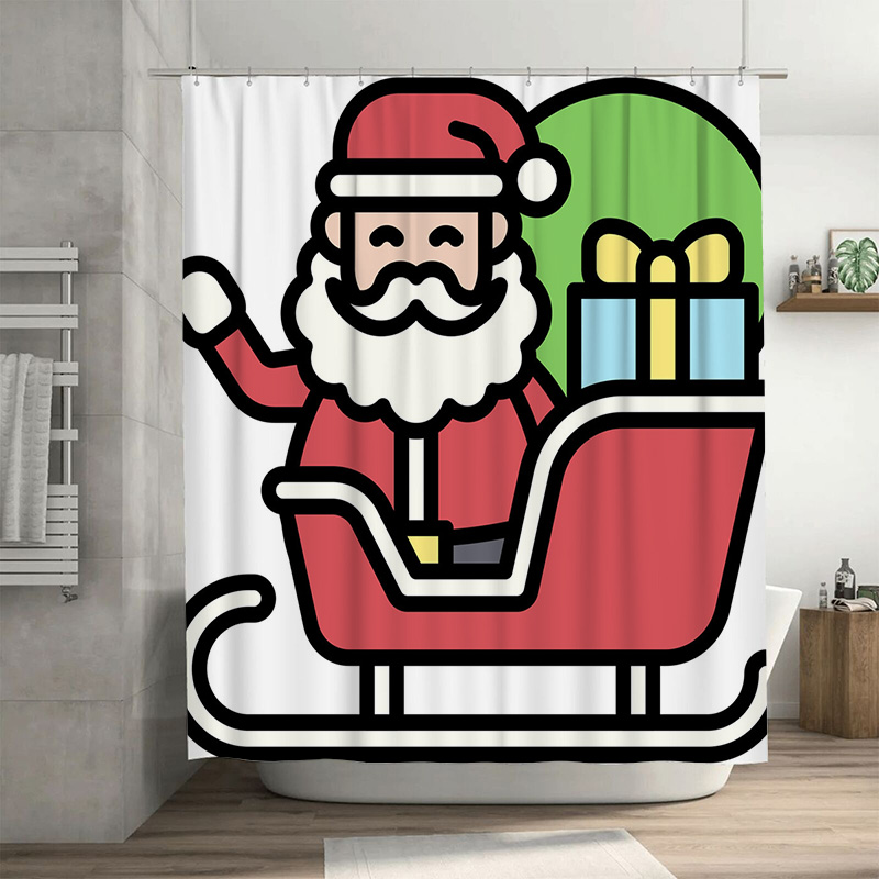 Home Xmas Decor Ideas - TU Noel Baba Duş Perdesi Şenlikli