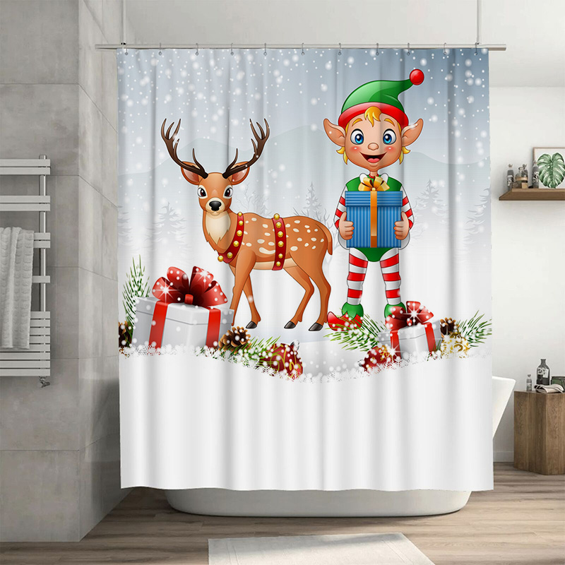 Home Xmas Decor Ideas - TU Noel Geyiği Duş Perdesi Şenlikli