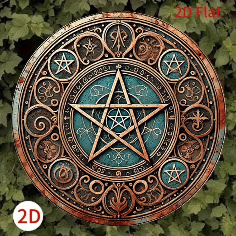 Home Decor Gothic - Vintage Wiccan Pentagram Metal Tabelası -