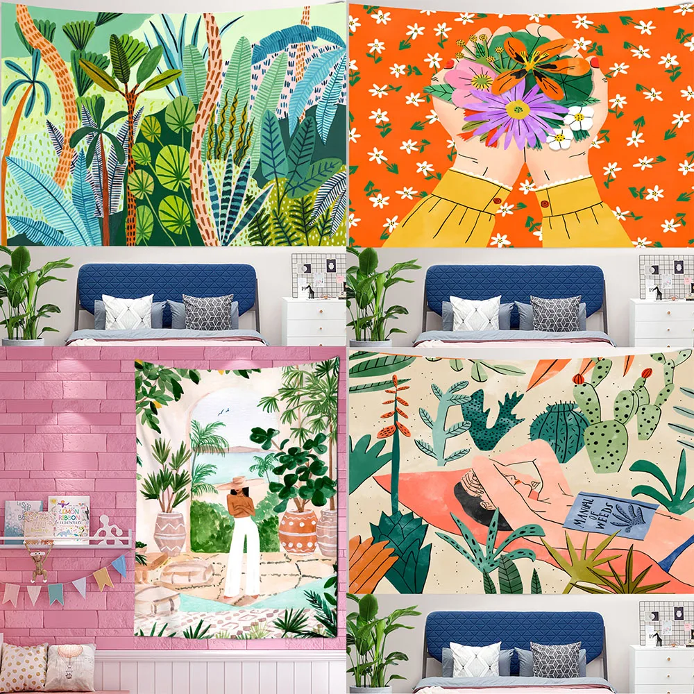 Tropikal yeşil bitki kız duvar - Home Decor Yoga incelemesi ve fiyatı