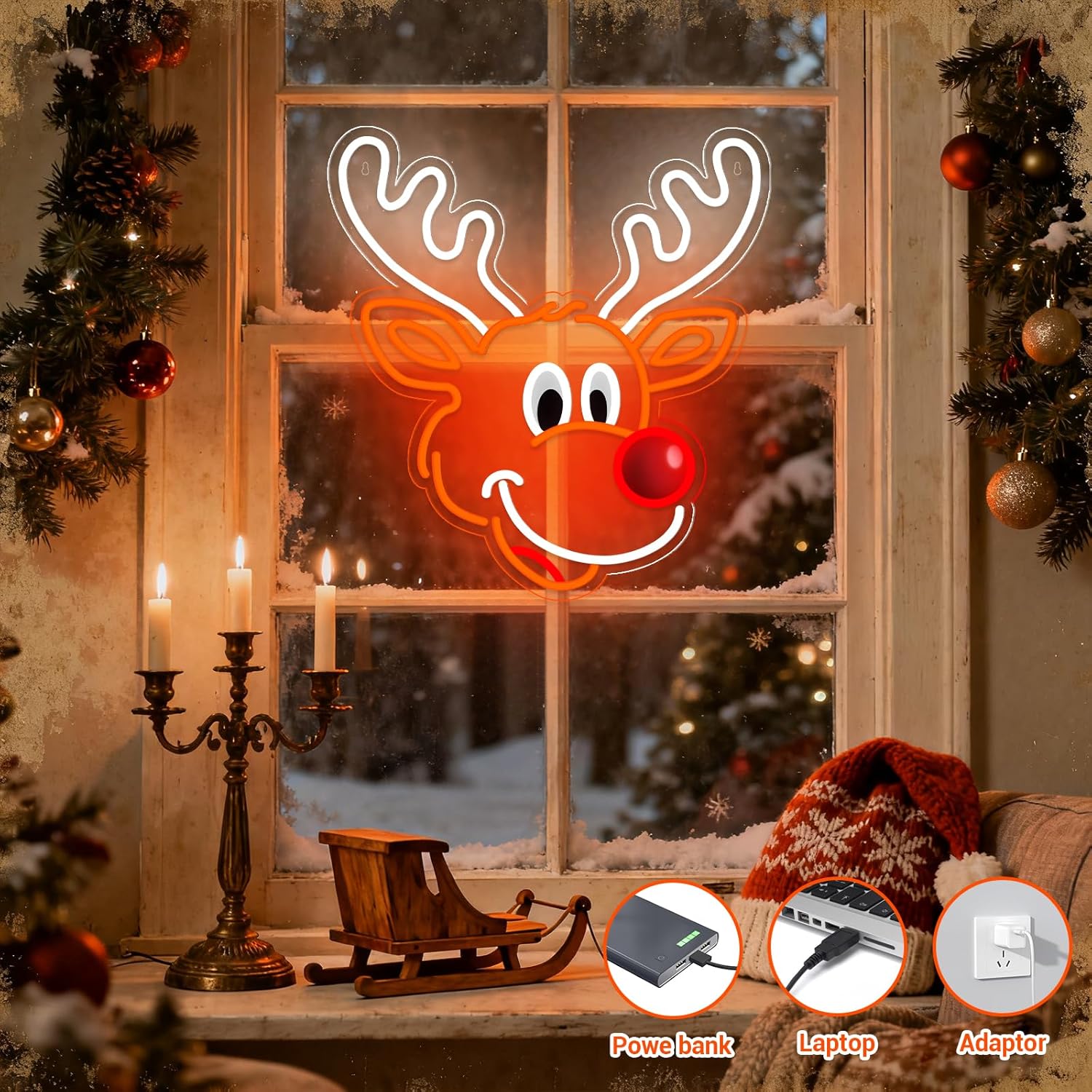Sevimli Noel Ren Geyiği Neon T - Home Xmas Decor Ideas incelemesi ve fiyatı